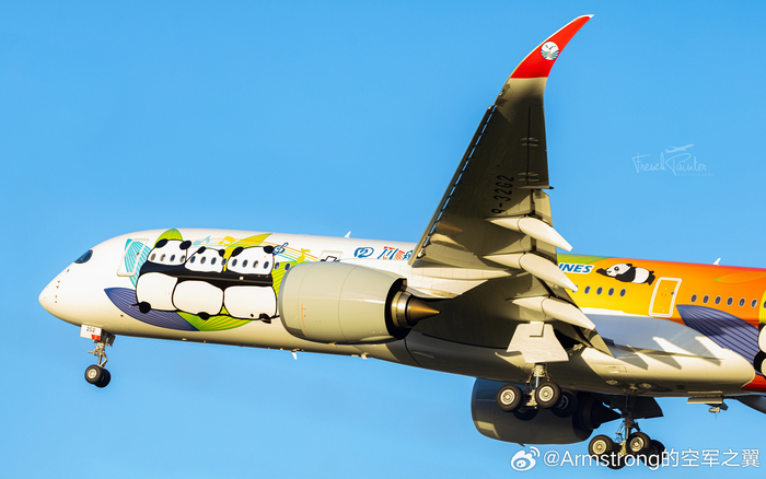 四川航空熊猫涂装a350在图卢茨试飞