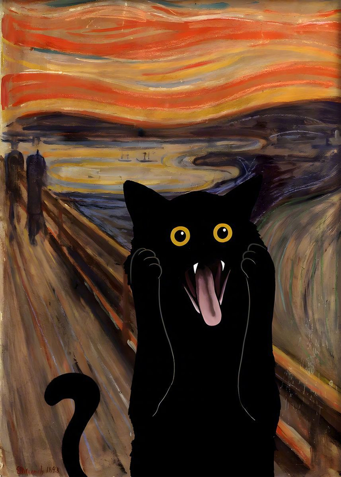 艺术家 allan brakus 笔下的小黑猫总是调皮地躲进世界名画中