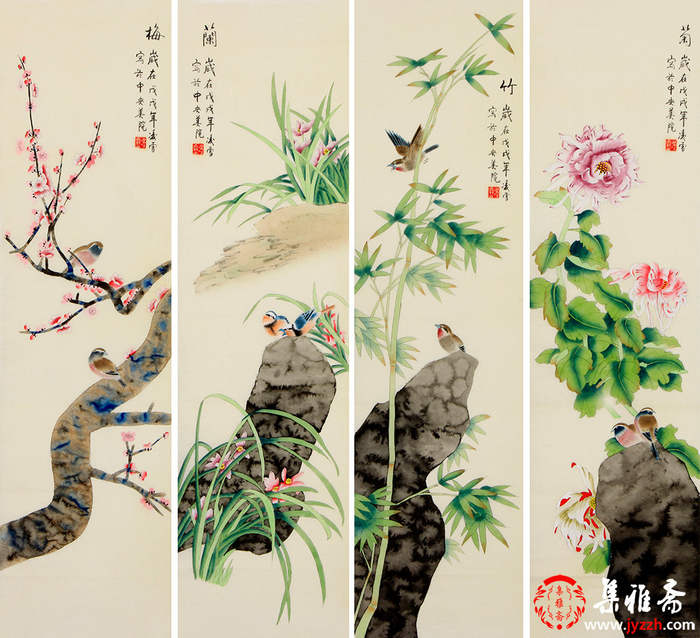 名家花鸟画梅兰竹菊四君子显品位!