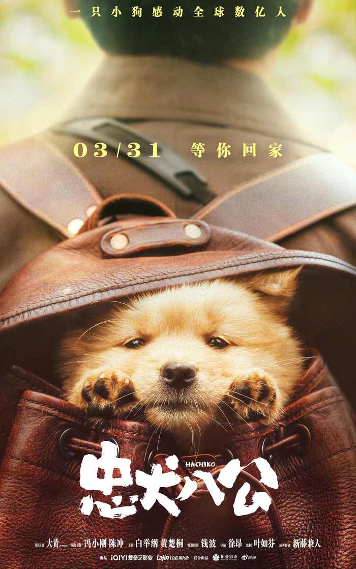 电影《忠犬八公》发布海报,小奶狗八筒从陈敬修的背包里探出头……|忠犬八公_新浪新闻