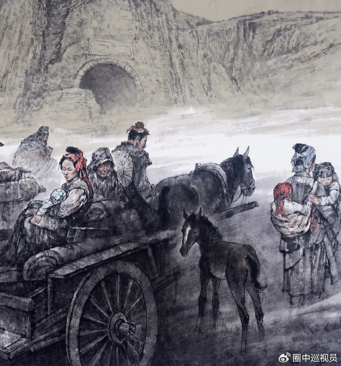 "洛阳城南而望,流民万千,躘踵搪挨,阴晦欲雨,尘雾冥迷.