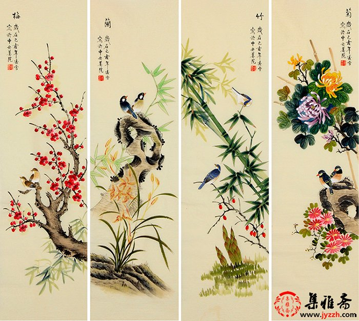 名家花鸟画梅兰竹菊四君子显品位!|梅兰竹菊|四君子|四条屏_新浪新闻