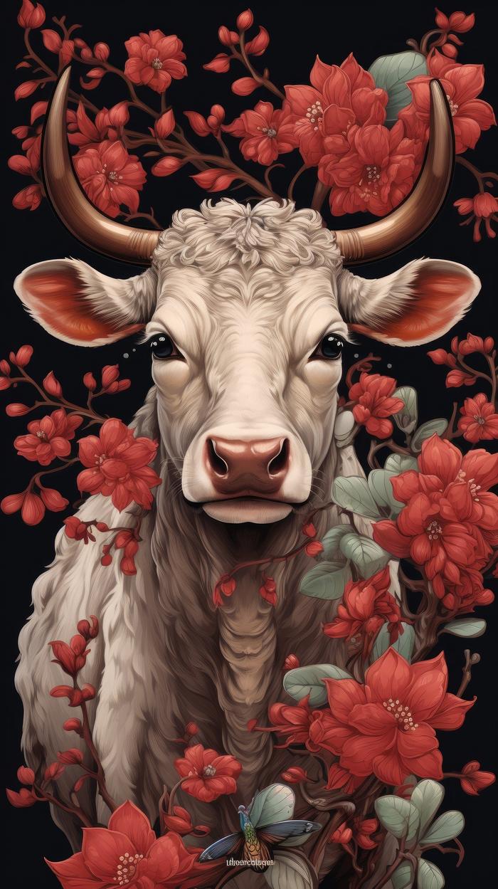 丑牛设计了几张有中国特色节日气氛的牛生肖手机壁纸