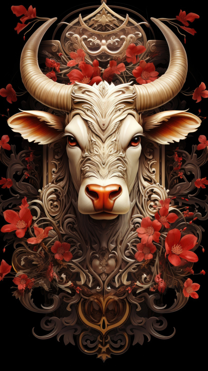 丑牛设计了几张有中国特色节日气氛的牛生肖手机壁纸