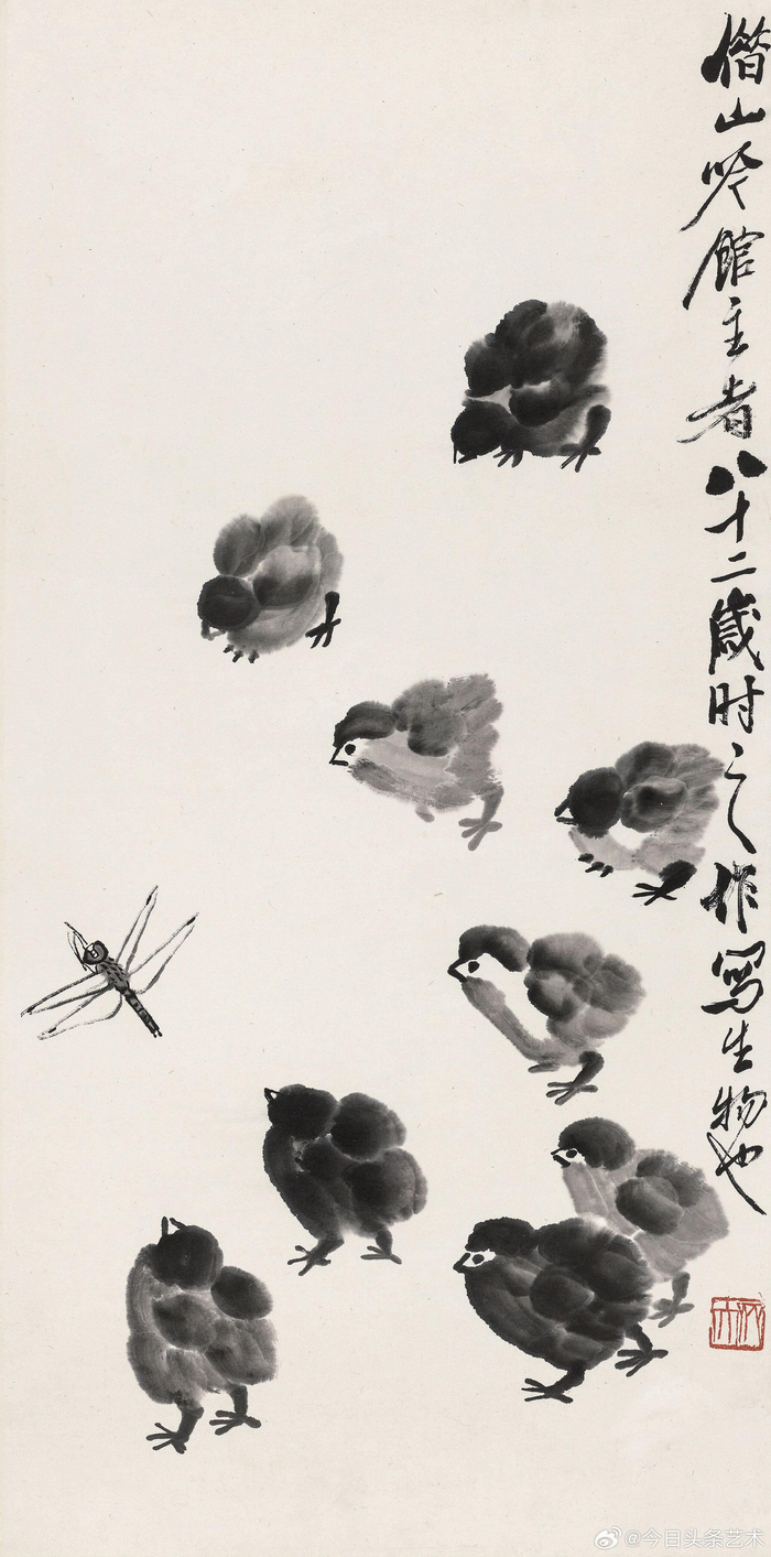 画家齐白石笔下的雏鸡