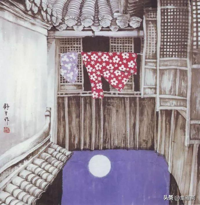 蓝花布,老房子|曹舒天笔下的水墨江南