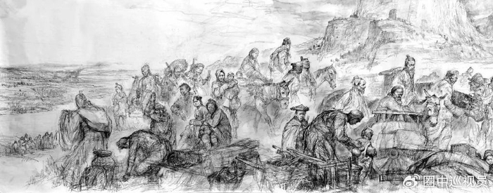 侯震中国画作品《衣冠南渡图卷》|衣冠南渡图卷|衣冠南渡|侯震_新浪