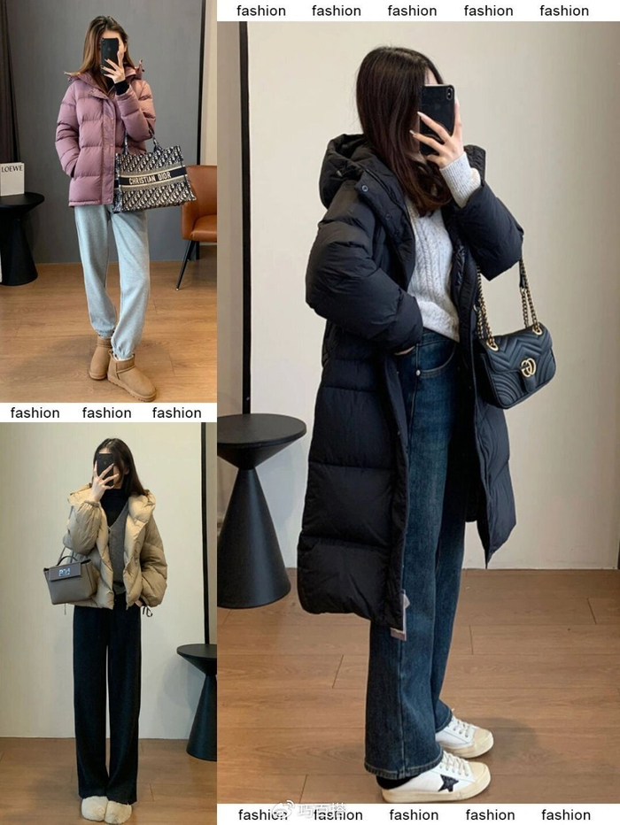 羽绒服阔腿裤才是休闲典范冬天外出就穿它保暖又有气质