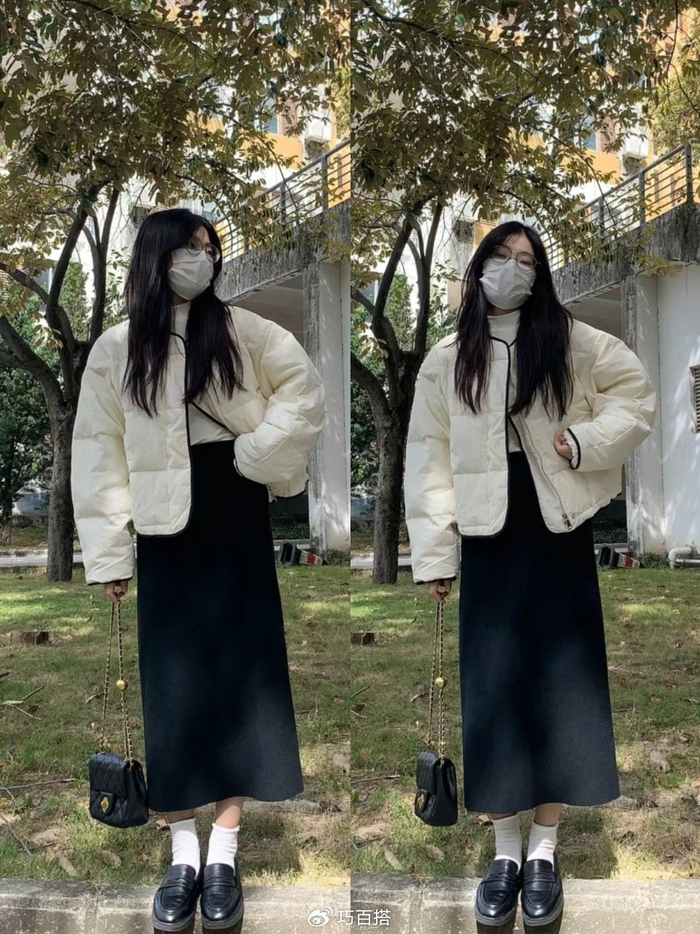冬天显瘦还得靠直筒裙搭配大衣棉服都好看清爽不挑人