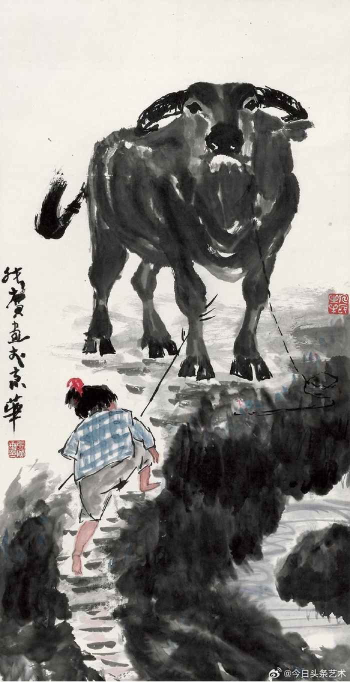 画家张广笔下的牧牛图