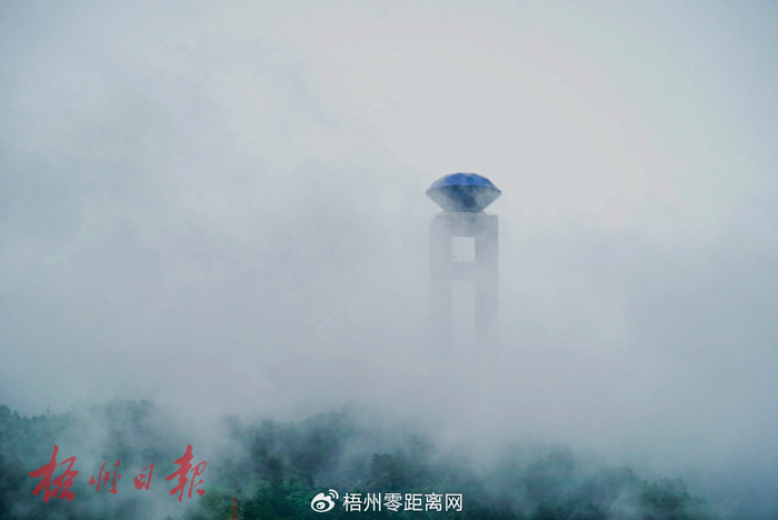 近期大雾天气梧州发动隐身技能朦胧美如仙境