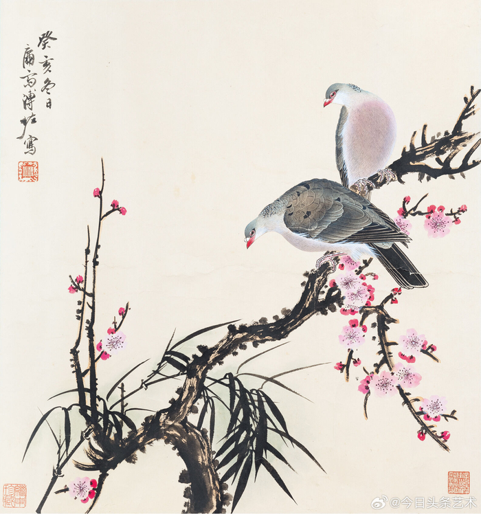 画家溥佐笔下的花鸟画