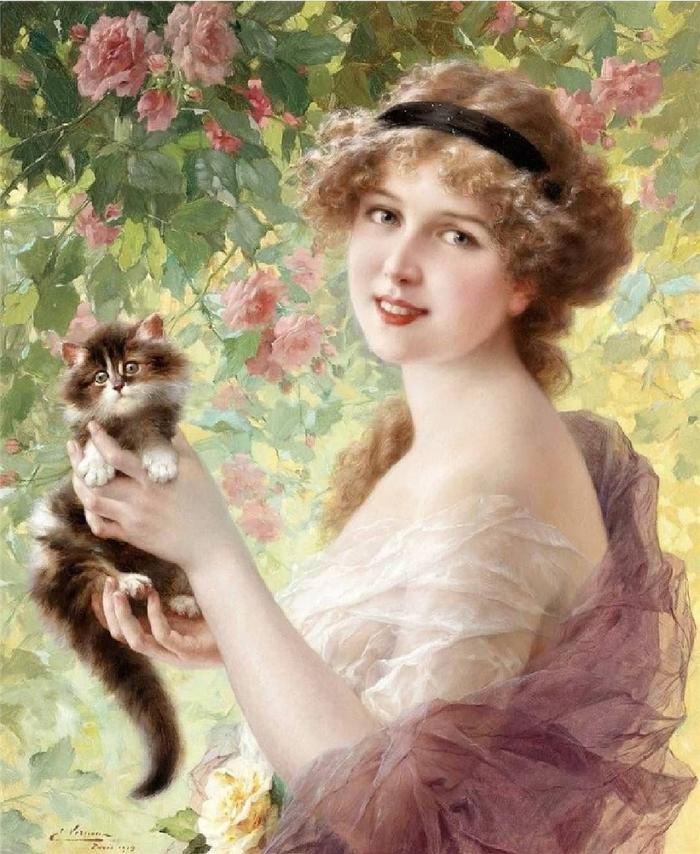 埃米尔·弗农（Emile Vernon），法国学院派画家，擅长女性的绘画