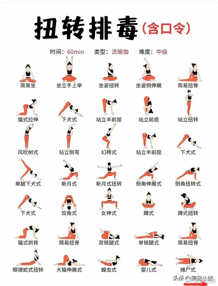 天呐!竟然有人将瑜伽日常练习的动作全都整理出来了,还分类好了