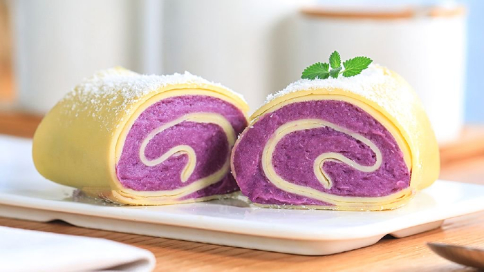 无油无糖免烤箱的芋泥毛巾卷,低卡又解馋!