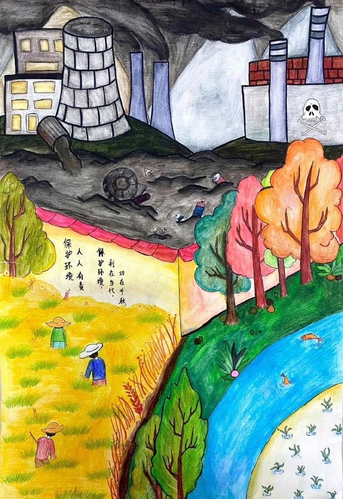 环境保护绘画作品高中图片