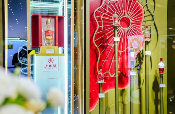 论坛年会期间,五粮液设置了品牌展厅,展出501五粮液,经典五粮液,第八