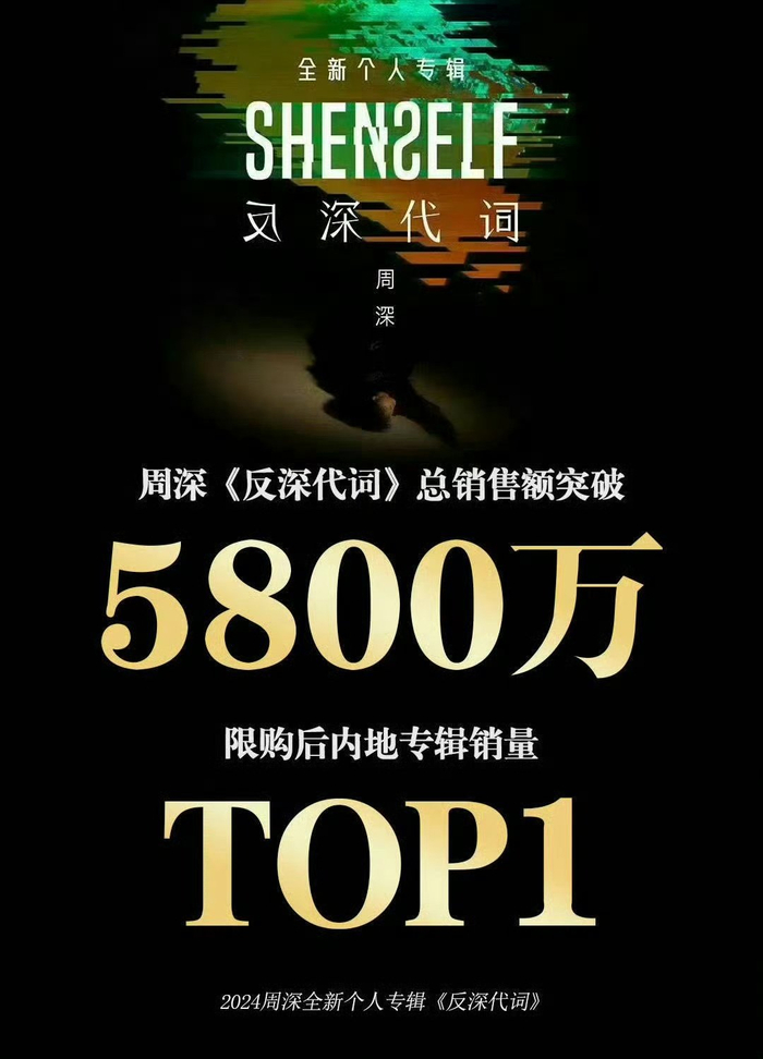 周深的《反深代词》成功进入IFPI 2024全球畅销专辑榜TOP11…
