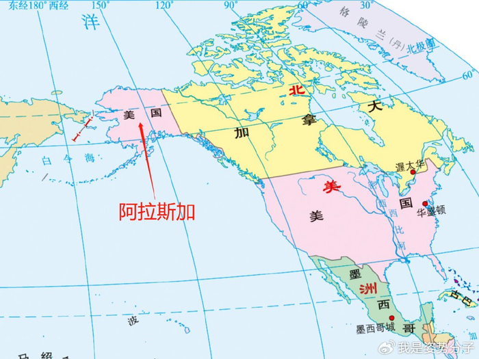 阿拉斯加州,位于北美大陆的西北端面积171.