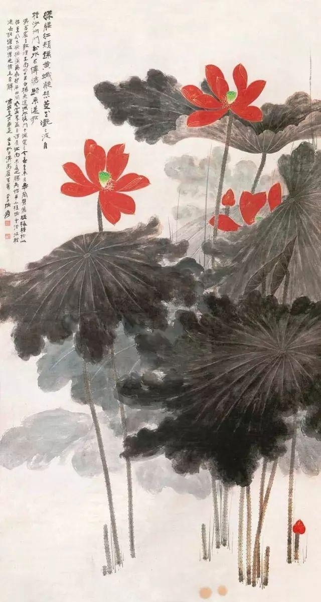 张大千的荷花图赏析图片