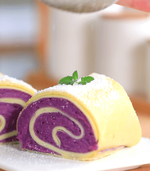 无油无糖免烤箱的芋泥毛巾卷,低卡又解馋!