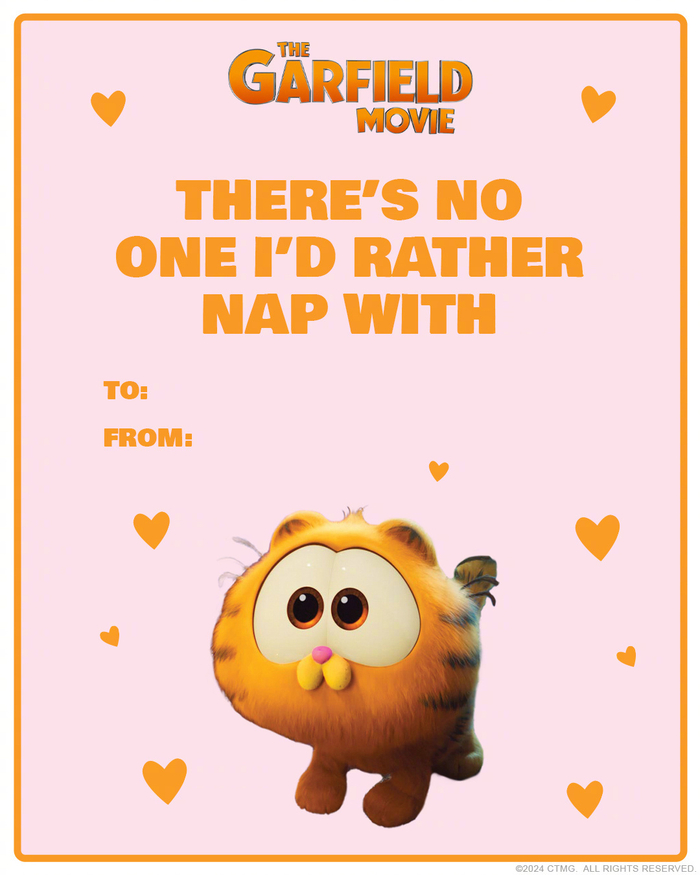 电影加菲猫发布情人节海报我爱你几乎胜过千层面