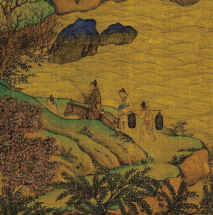 『名画记』李思训《江帆楼阁图》,唐画佳作,传经久远,深透绢背