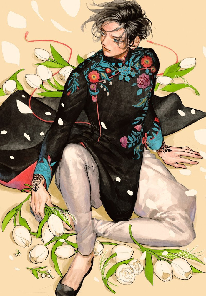 插画师 ほぽ笔下充满异域感的花美男