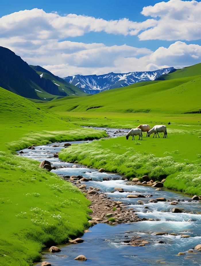 总要去一次大草原吧看牛羊成群看溪水潺潺看蓝天白云