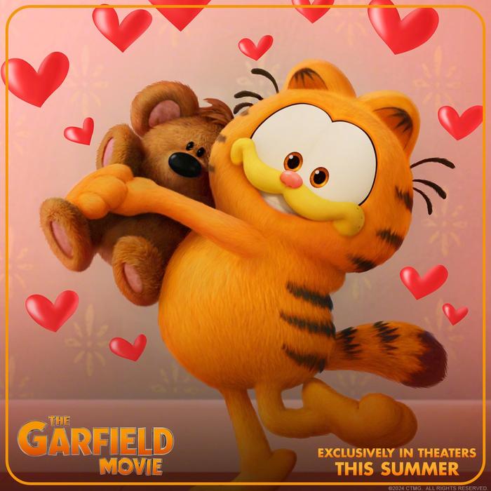 电影《加菲猫》发布情人节海报:我爱你(几乎)胜过千层面