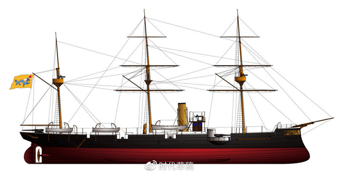 1887年8月6日下水第二十六号轮船"镜清",二等无防护巡洋舰.