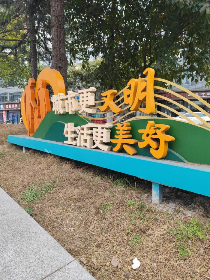 蓬安县建设路街头这个"文"字,少了一点