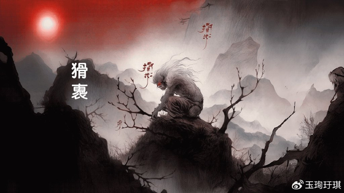 山海经异兽:猾褢,像猿长满鬃毛,能兆示劳役之灾|山海经|劳役|鬃毛