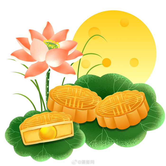 中秋月饼|中国风手绘插画月饼免抠素材