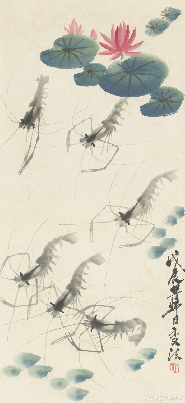 画家娄师白笔下的虾
