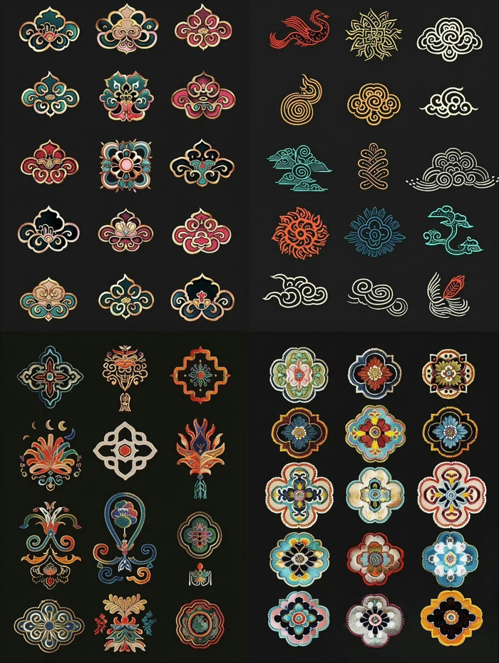 中式古典的刺绣纹样参考