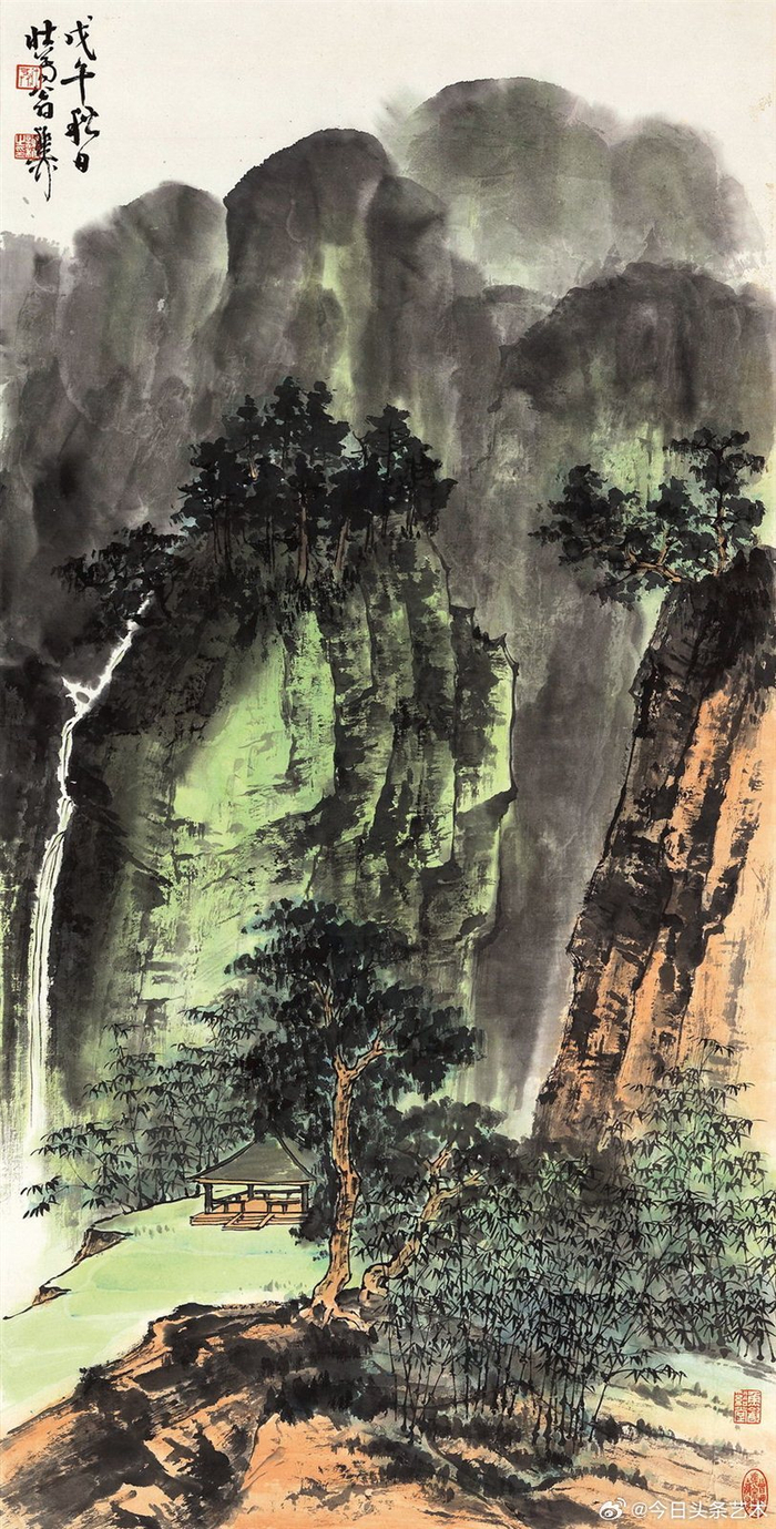 谢稚柳青绿山水画