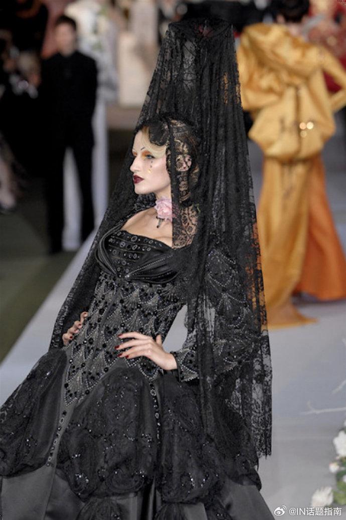 dior 2007秋冬高定黑纱新娘礼服,特别美丽,博物馆典藏古董
