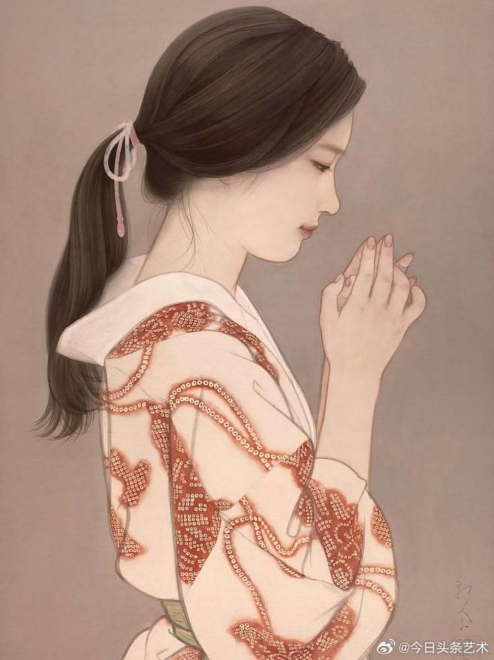 日本画家大竹彩奈工笔人物画