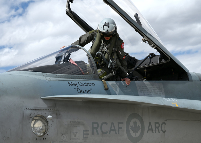 两架隶属于加拿大皇家空军的 cf-18 大黄蜂飞机在美洲狮南部演习滑行