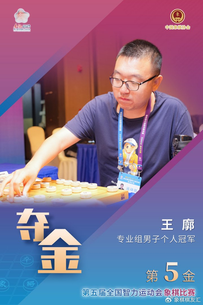 刚刚五智会象棋第5金诞生王廓夺得专业男子个人金牌