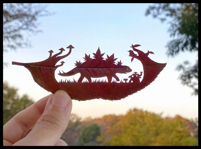 超有创意的树叶造型,满满的艺术气息 ins:lito_leafart