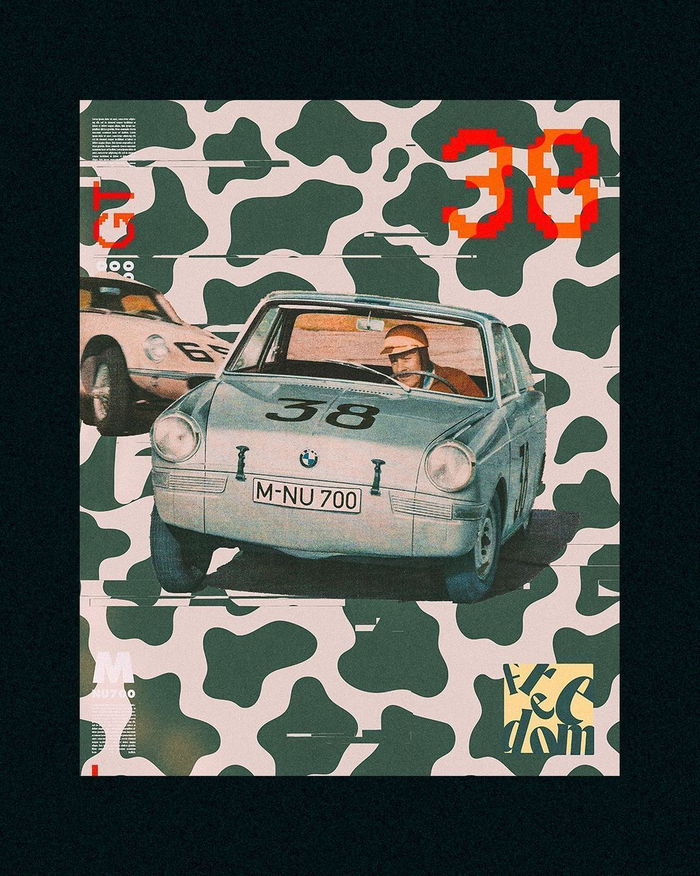 汽车主题拼贴风复古海报设计heartwrk