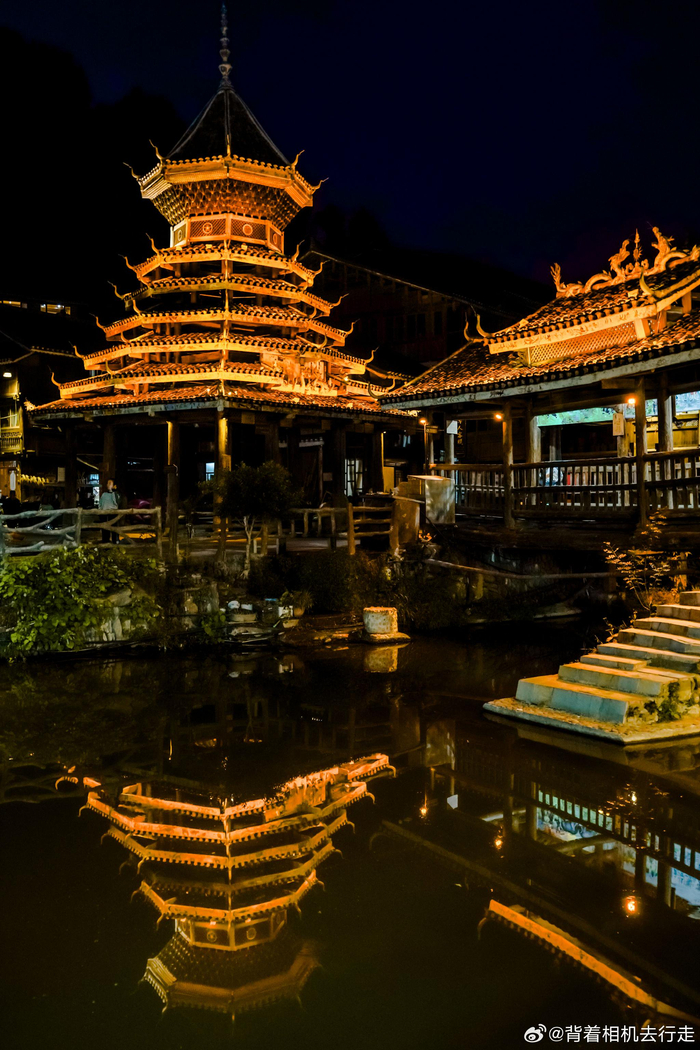 侗寨醉美夜景 感受黔东南梦幻夜色 99贵州肇兴侗寨