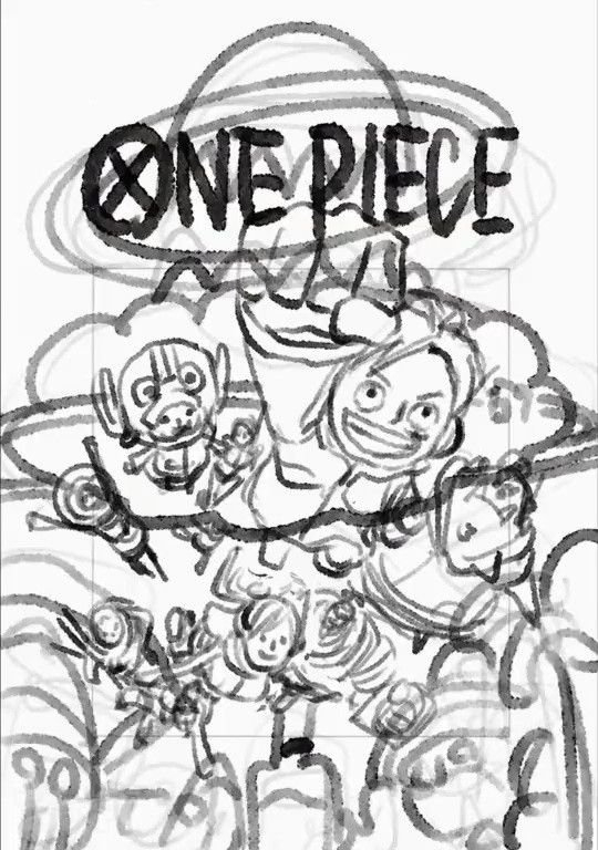 海贼王106卷封面单行本尾田荣一郎绘制过程图