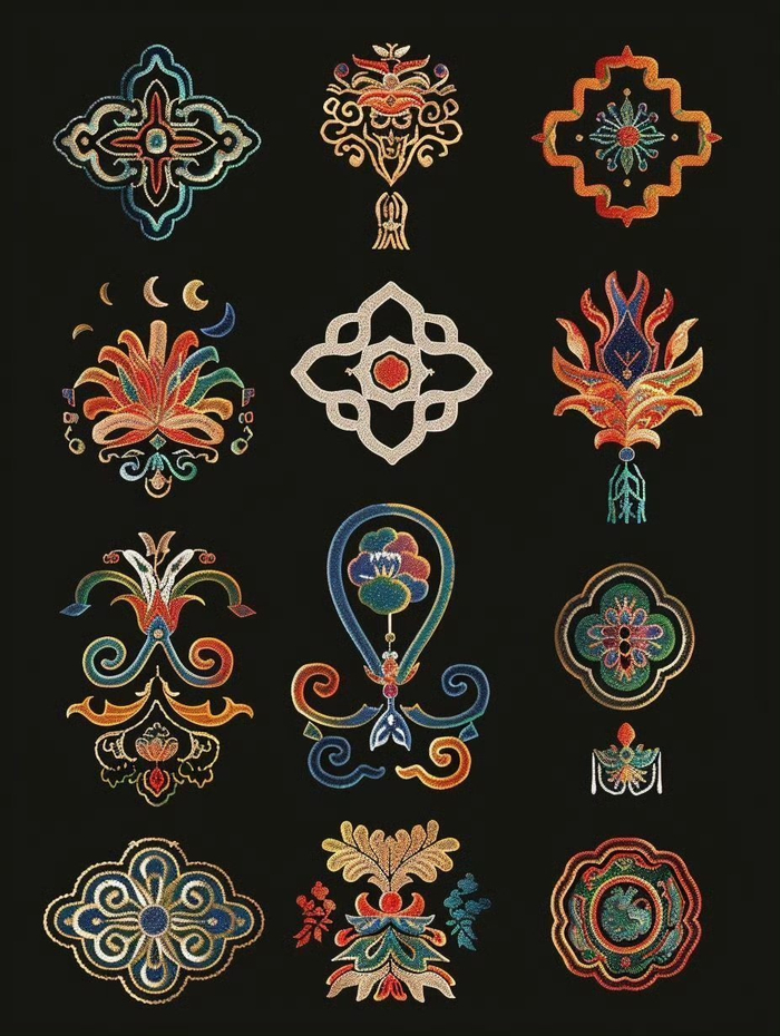 中式古典的刺绣纹样参考