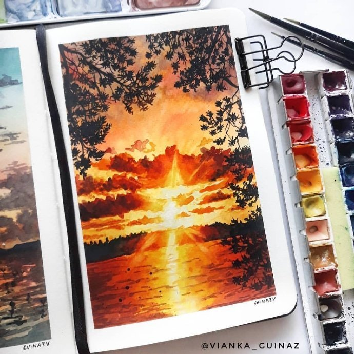 手绘风格的风景插画作品viankaguinaz