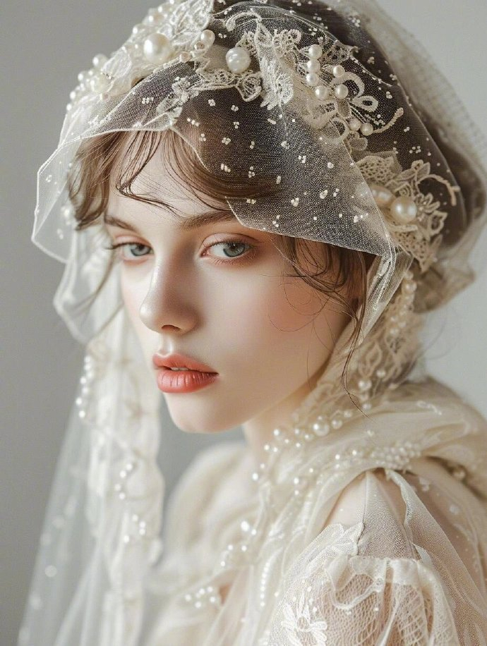 复古蕾丝网纱头饰演绎老电影女主的优雅神秘
