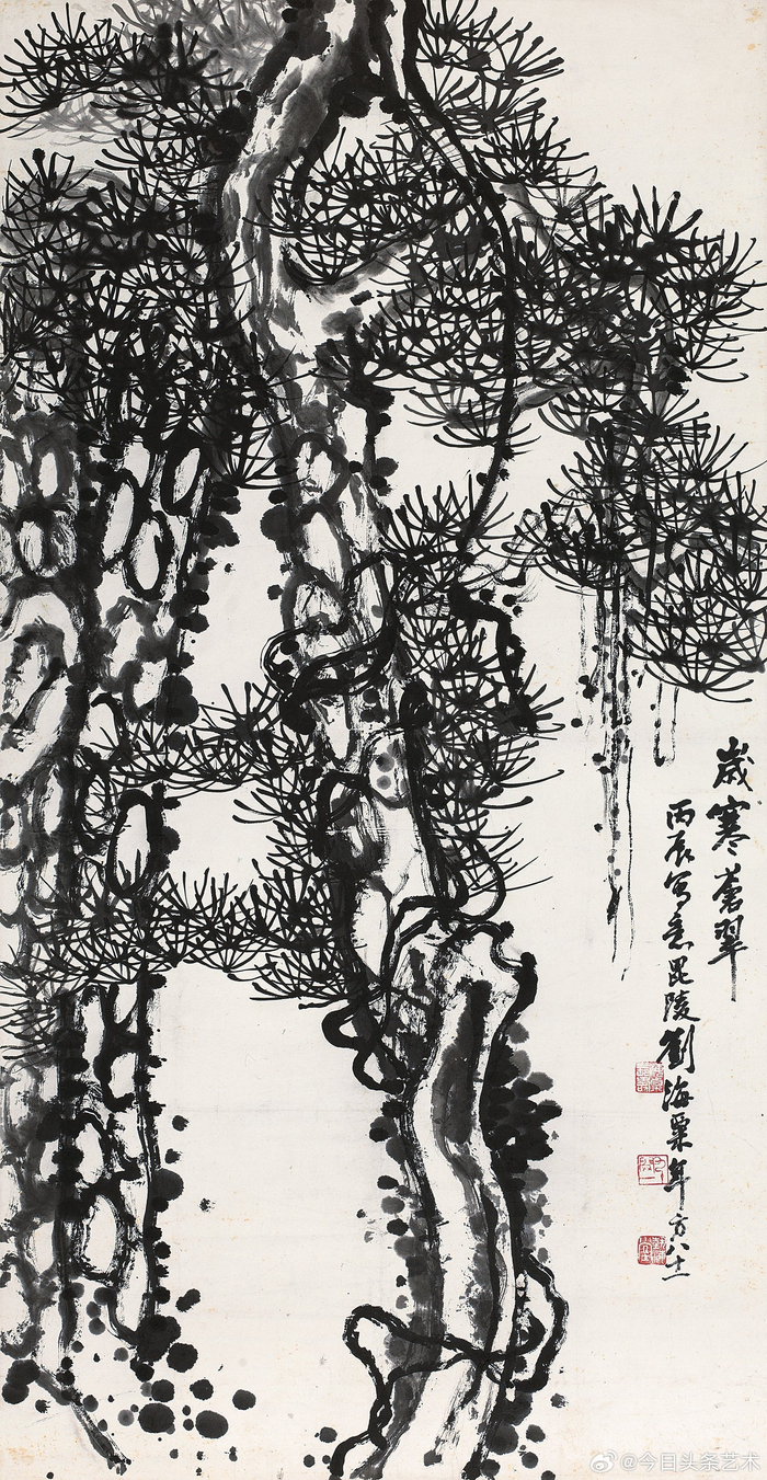画家刘海粟笔下苍松