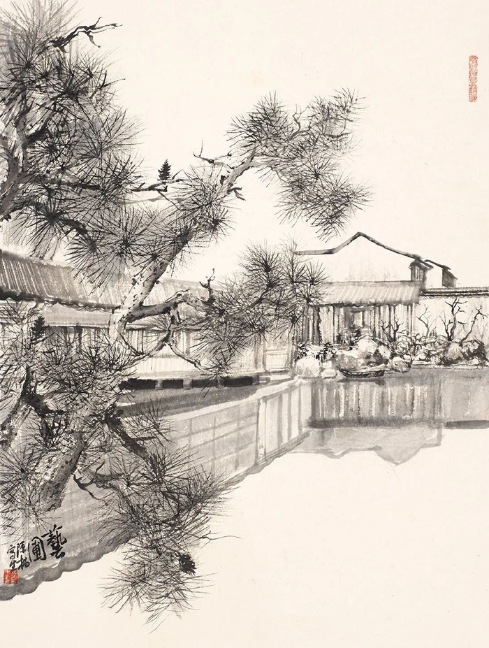 艺圃-纸本水墨-45×33cm-2025留园岫云峰-纸本水墨-45×33cm-2025松